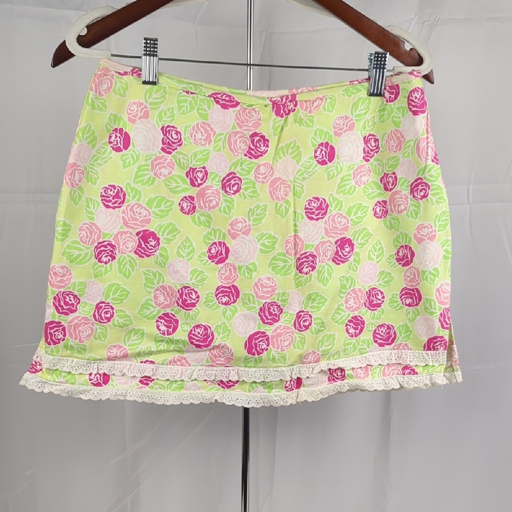 Vintage Bamboo Traders Floral Skirt With Built In Shorts in Pink and Green